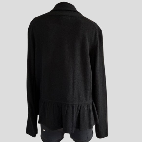 Charter Club  Luxury 100% Cashmere Black Ruffle Open Front Cardigan - Picture 2 of 12